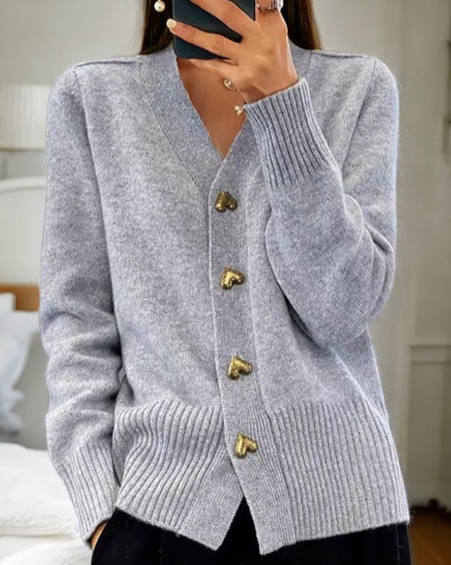 Sylvia™ | Soft Cardigan With Heart Buttons