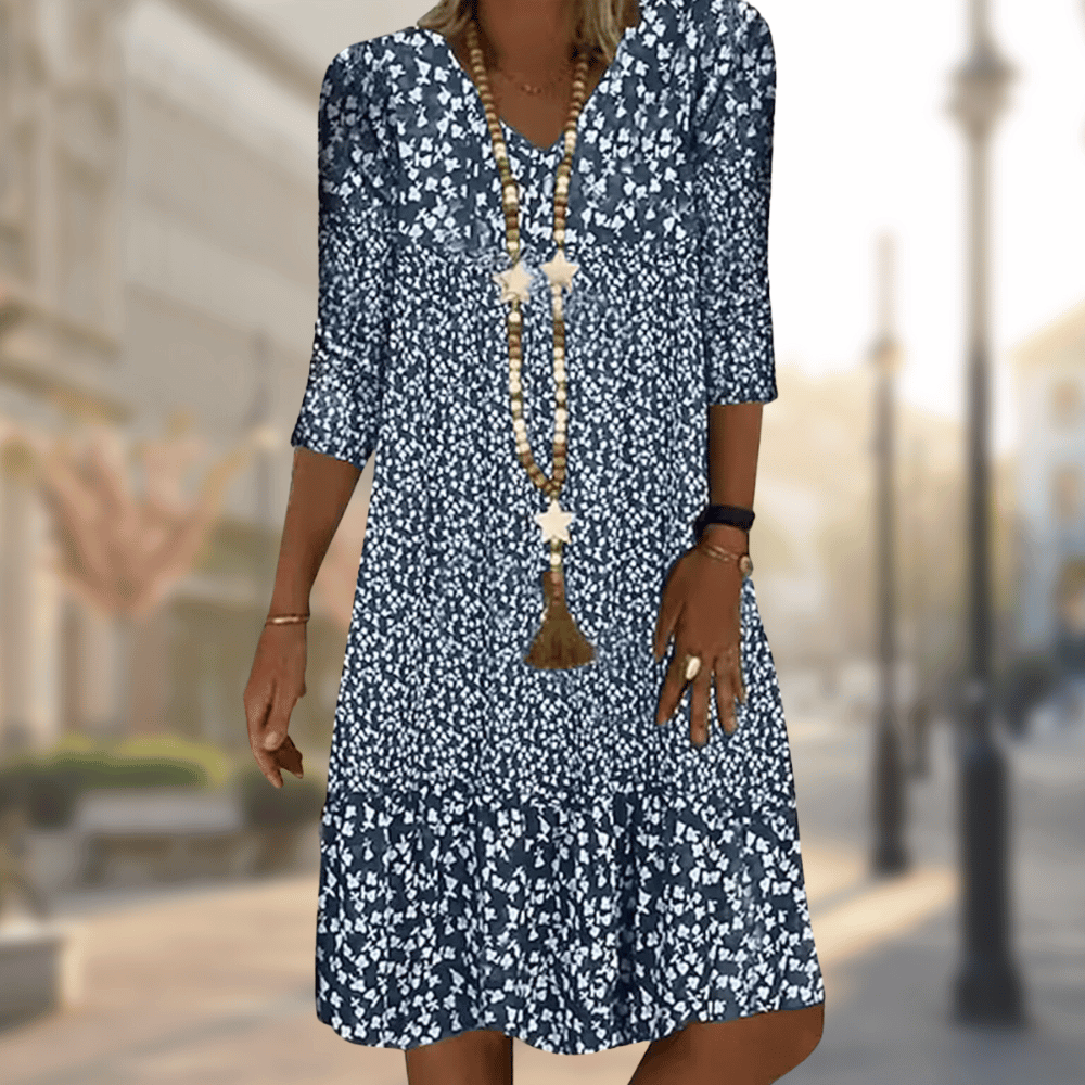 Sylvia™ – Star Floral Print Midi Dress