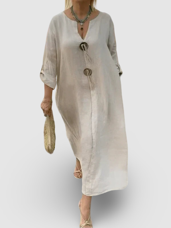 Sylvia™ – Statement Button Maxi Dress 