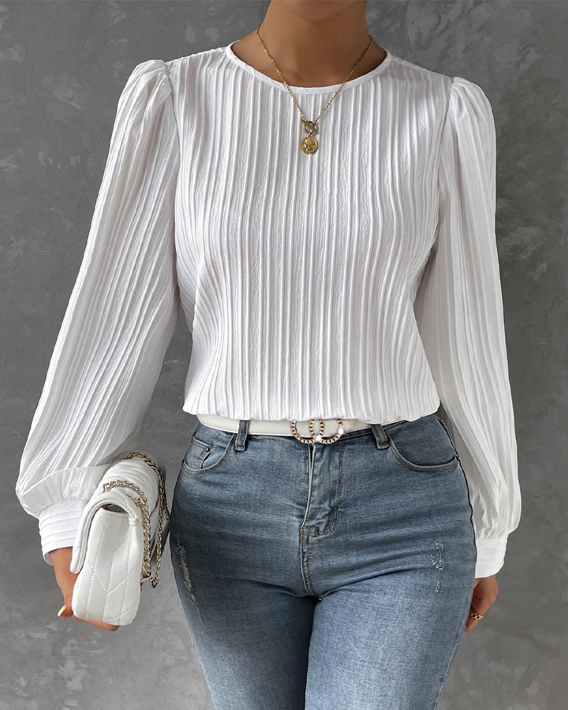 Sylvia™ – Textured Long Sleeve Blouse