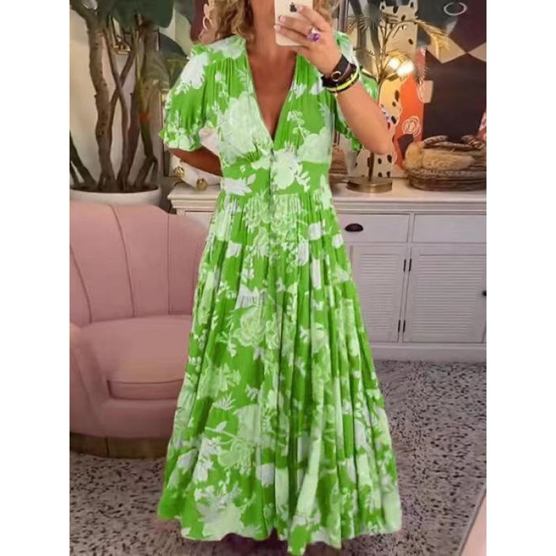 Sylvia™ – V-Neck Colorful Floral Maxi Dress