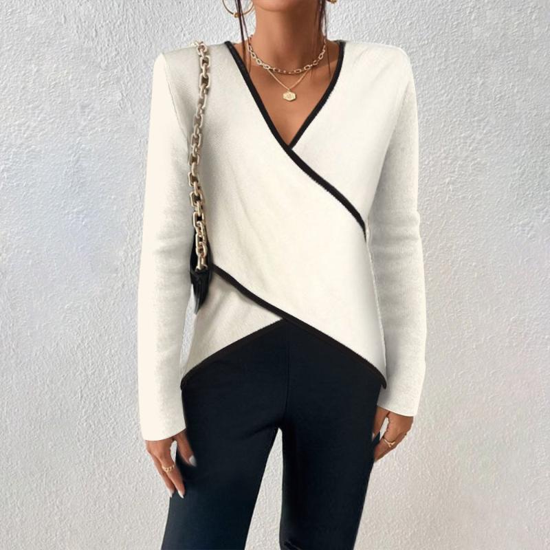 Sylvia™ Wrap Contrast Trim Jumper