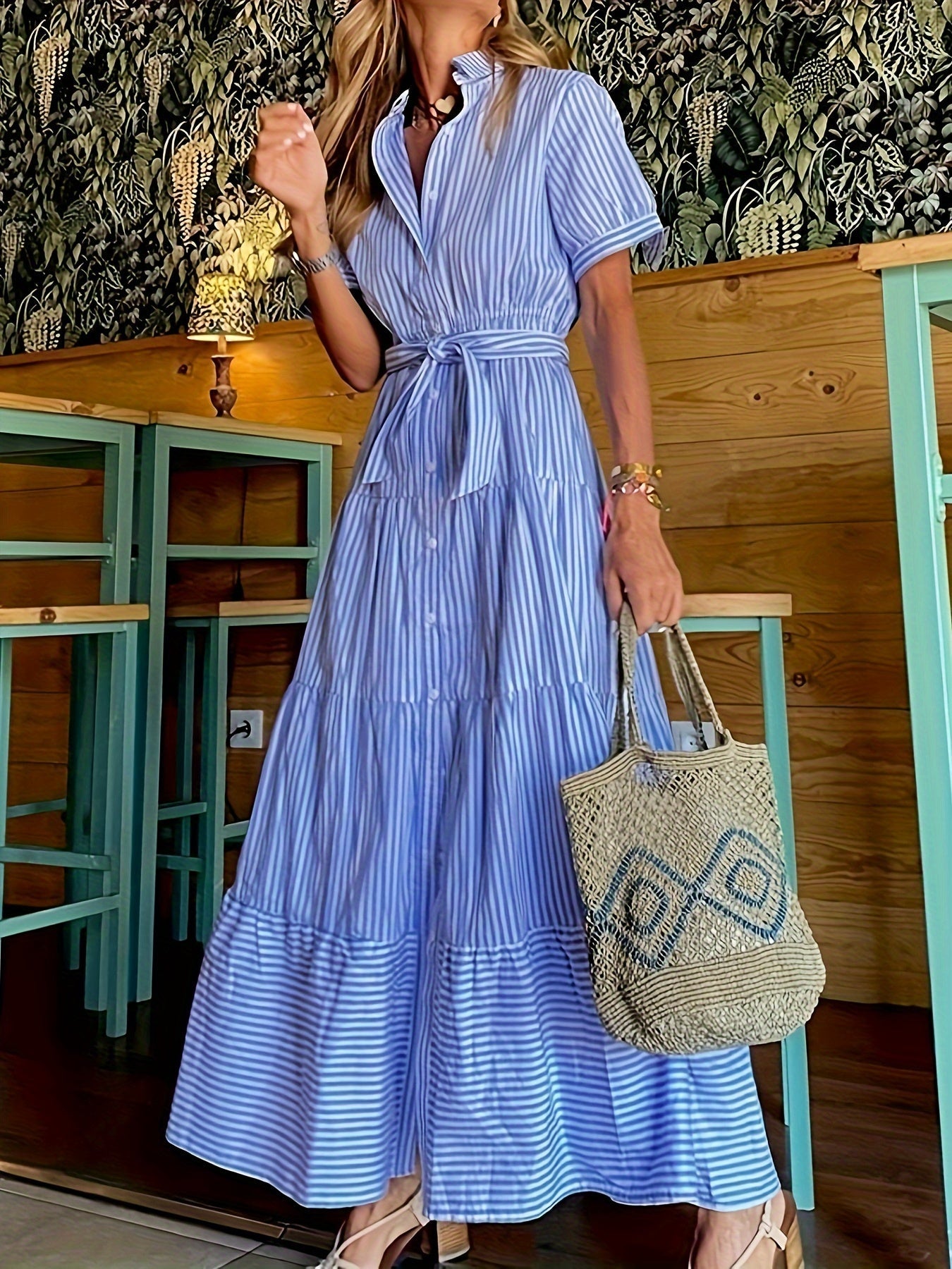 Sylvia™ – Belted Striped Shirt Dress