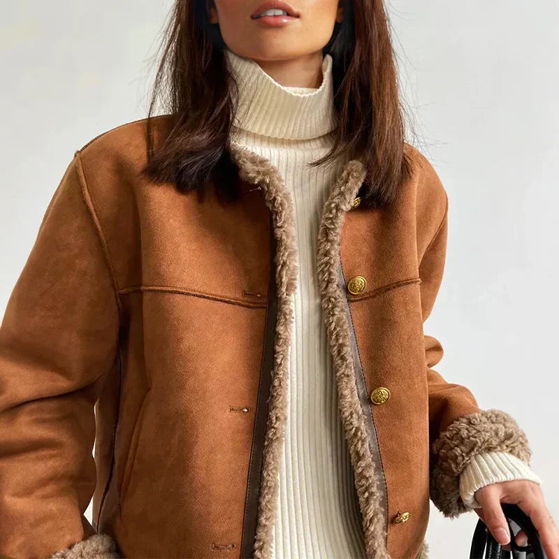 Sylvia™ - Shearling Button Jacket