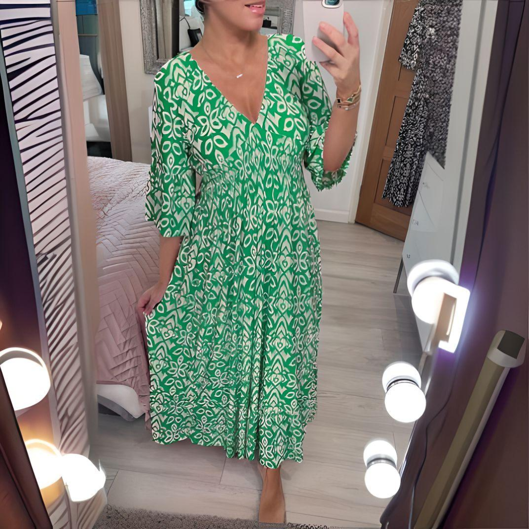 Sylvia™ – Flowy V-Neck Midi Dress