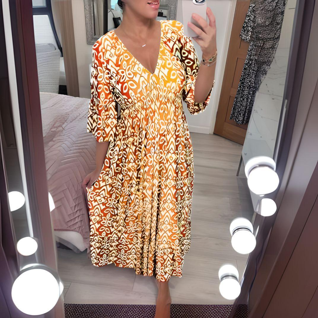 Sylvia™ – Flowy V-Neck Midi Dress