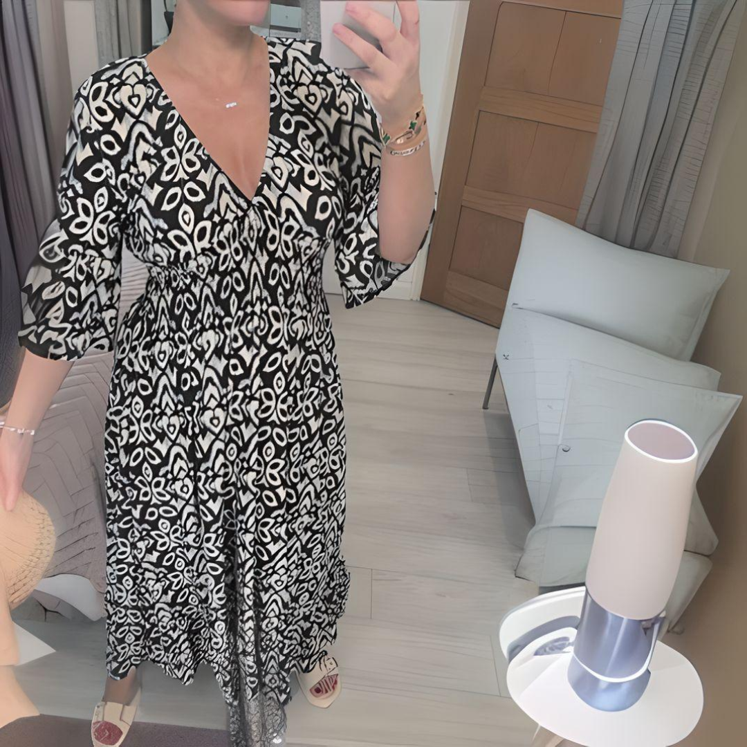 Sylvia™ – Flowy V-Neck Midi Dress