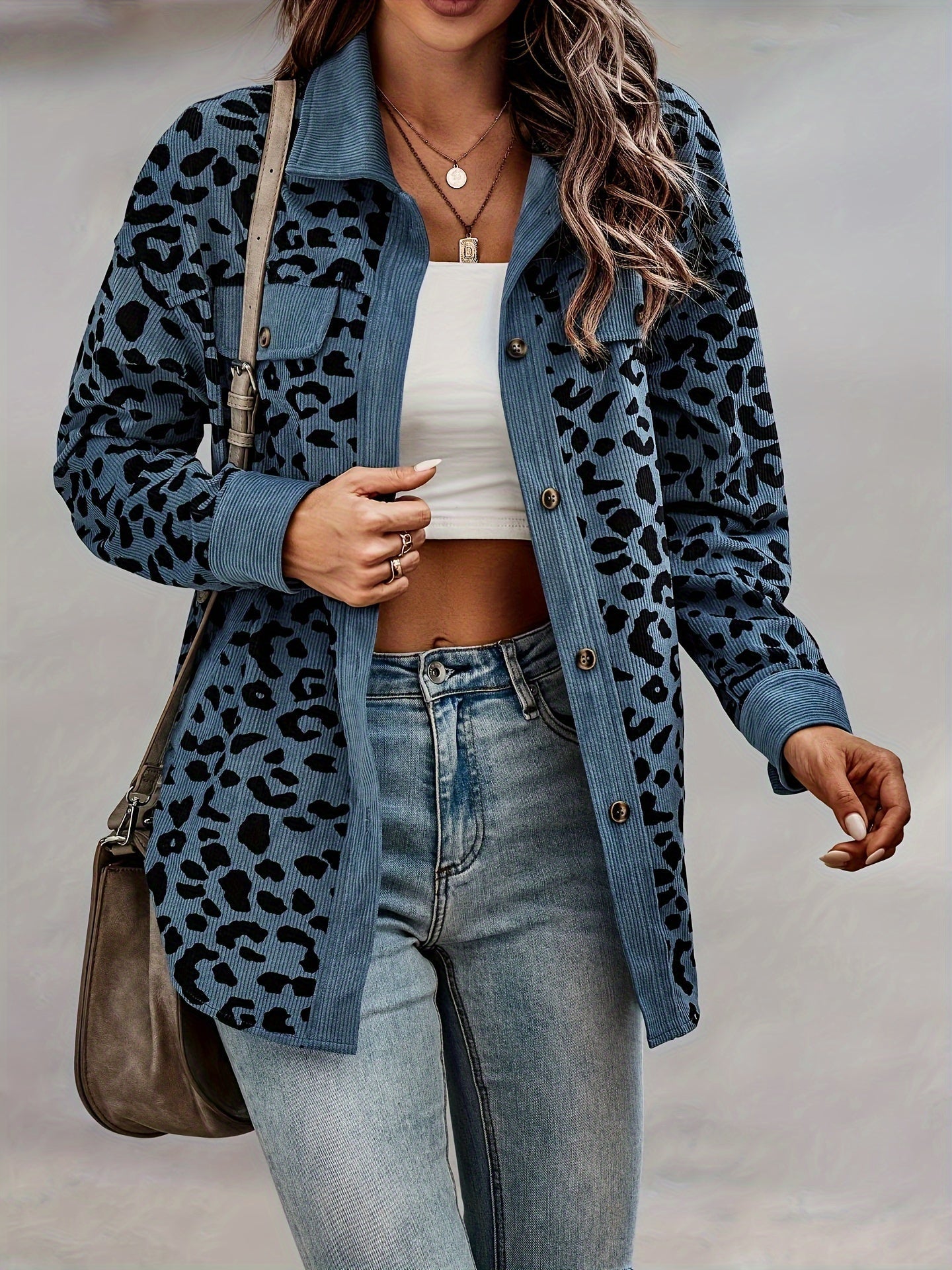 Sylvia™ - Leopard Print Shacket Jacket