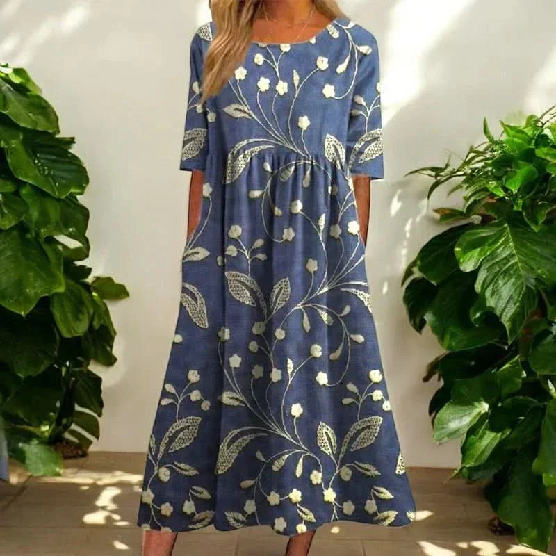 Sylvia™ Embroidered Relaxed Midi Dress