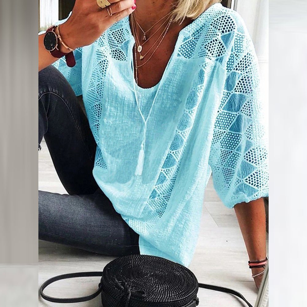 Sylvia™ - Boho Crochet-Detail Blouse