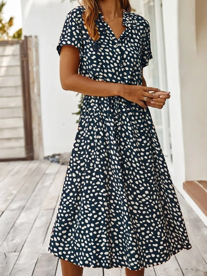 Sylvia™ – Printed Button-Up Midi Dress