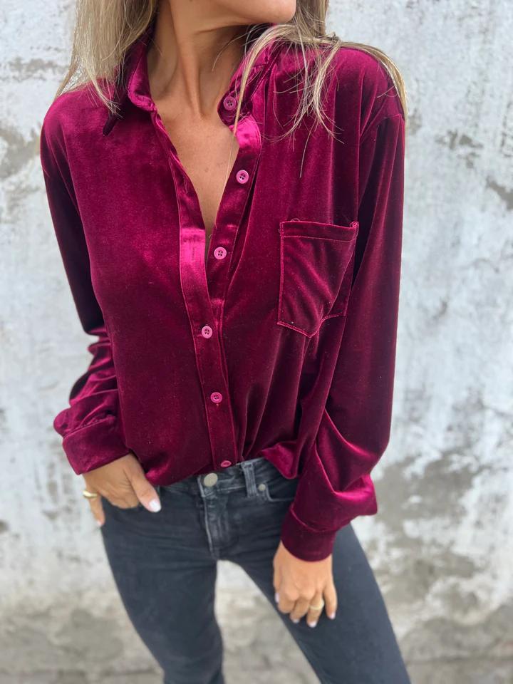 Sylvia™ - Elegant Velvet Blouse