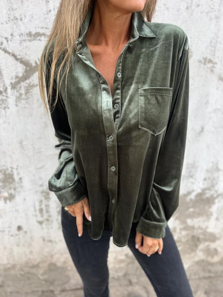 Sylvia™ - Elegant Velvet Blouse