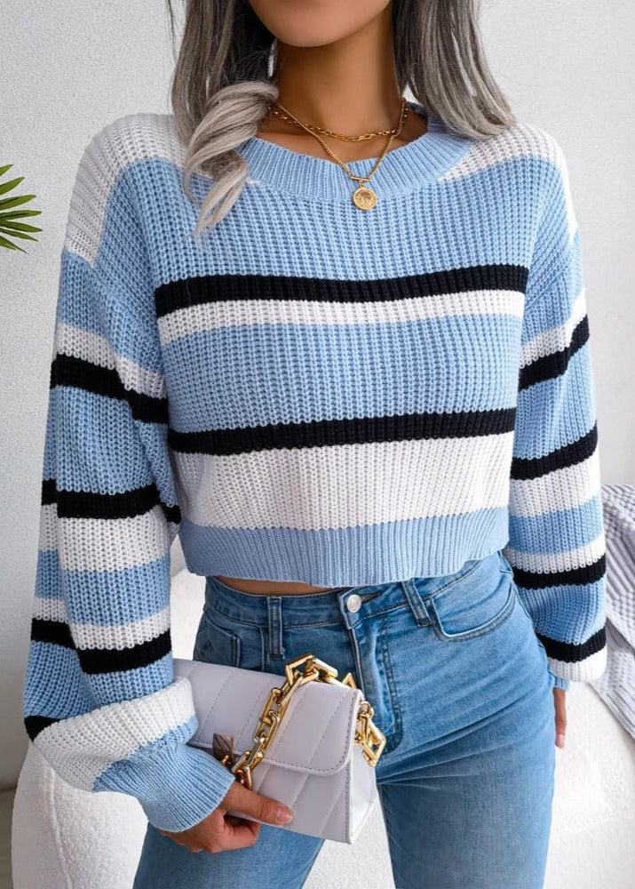 Sylvia™  – Striped Knit Cropped Jumper