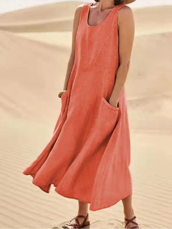 Sylvia™ – Sleeveless Flowy Midi Dress