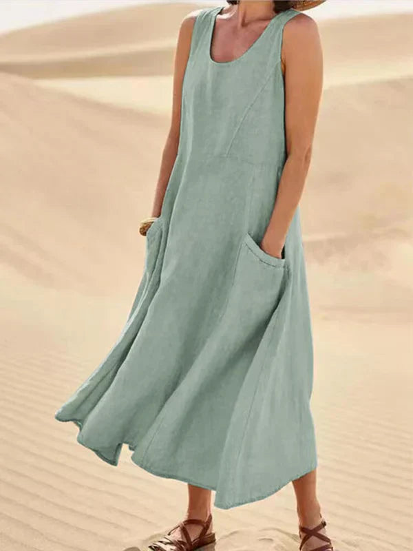 Sylvia™ – Sleeveless Flowy Midi Dress